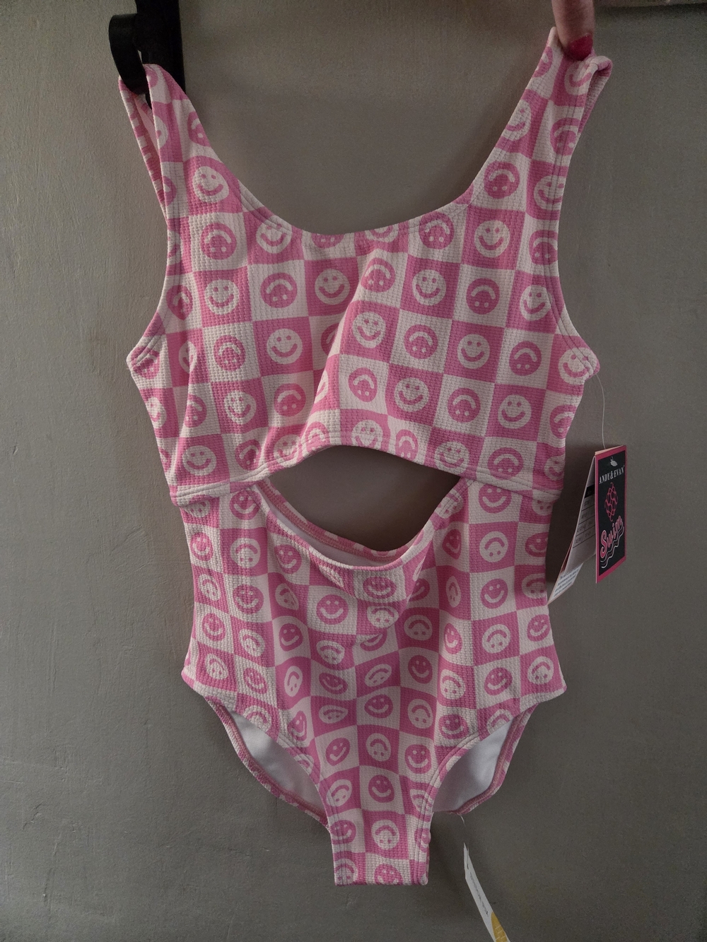 Andy & Evan Pink Smiley One-Piece Swimsuit NWT